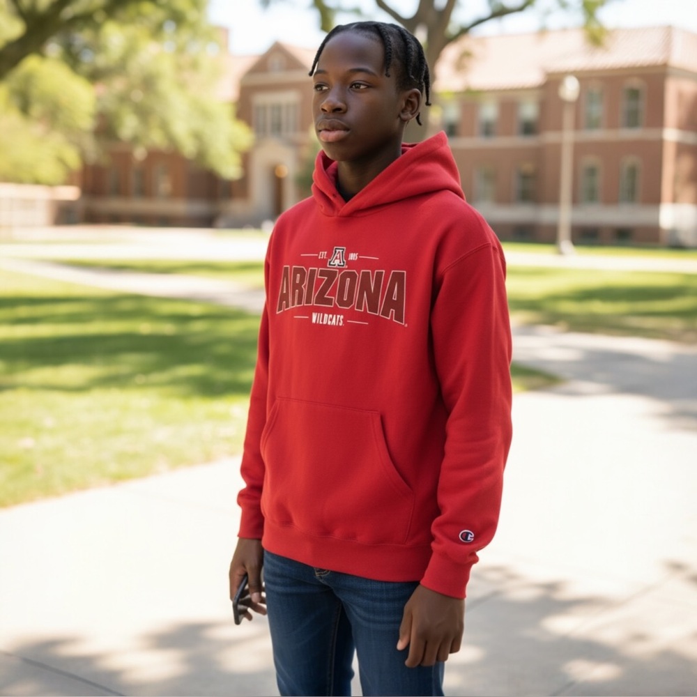 Champion University Of Arizona Wildcats Boys Long Sleeve Fleece Hoodie YM (7-8)